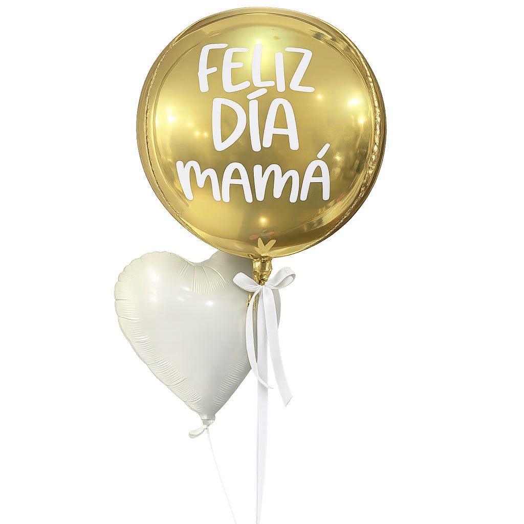 Globo y corazón dorado